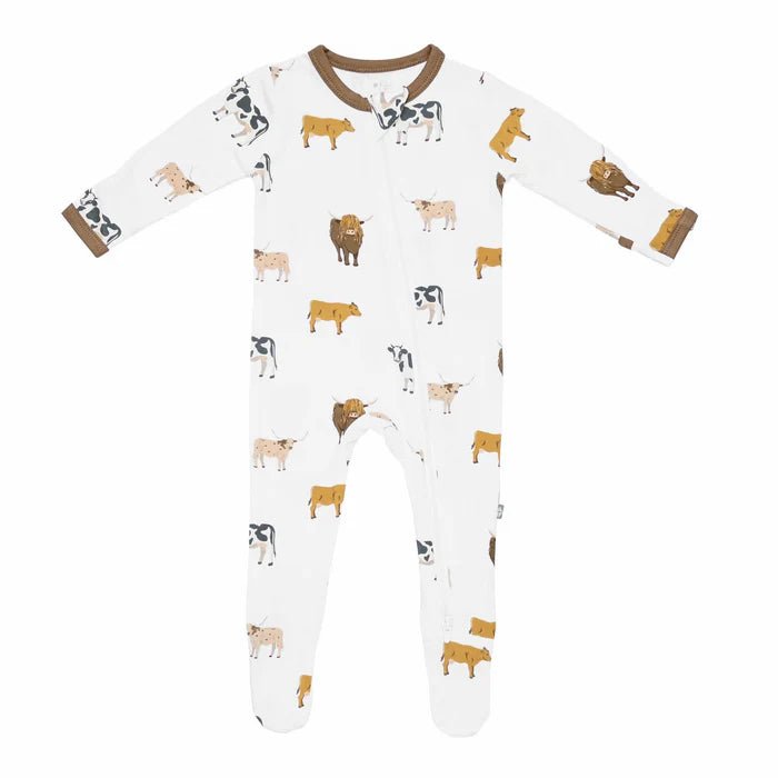 Kyte Baby Zippered Footie in Moo - Princess and the Pea Boutique