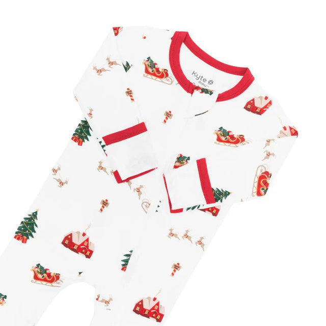 Kyte Baby Zippered Footie in Santa Sleigh - Princess and the Pea Boutique