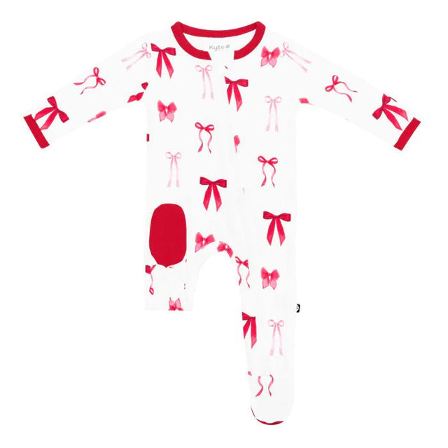 Kyte Baby Zippered Footie in Small Love Bow - Princess and the Pea Boutique