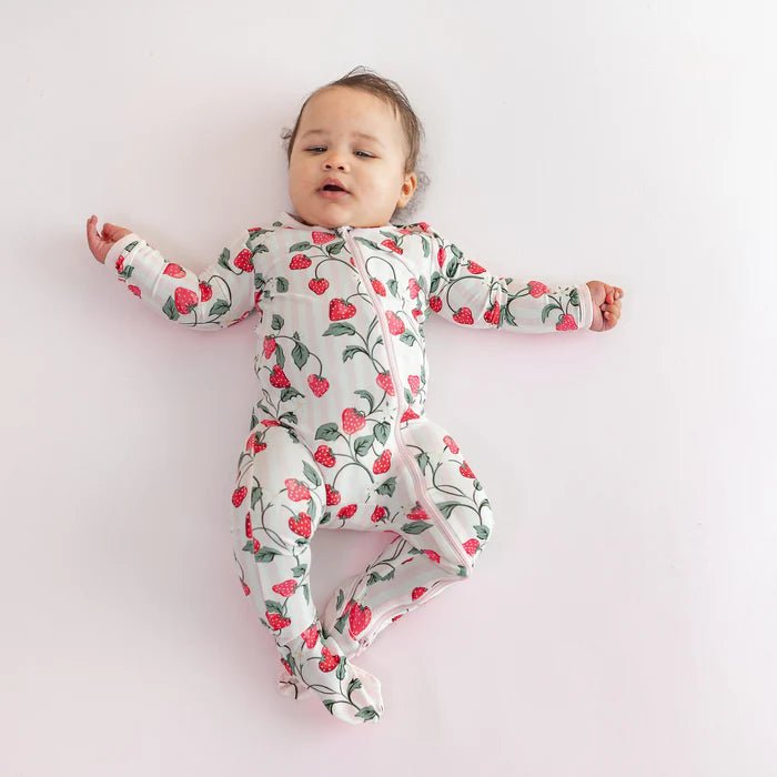 Kyte Baby Zippered Footie in Strawberry Fields - Princess and the Pea Boutique
