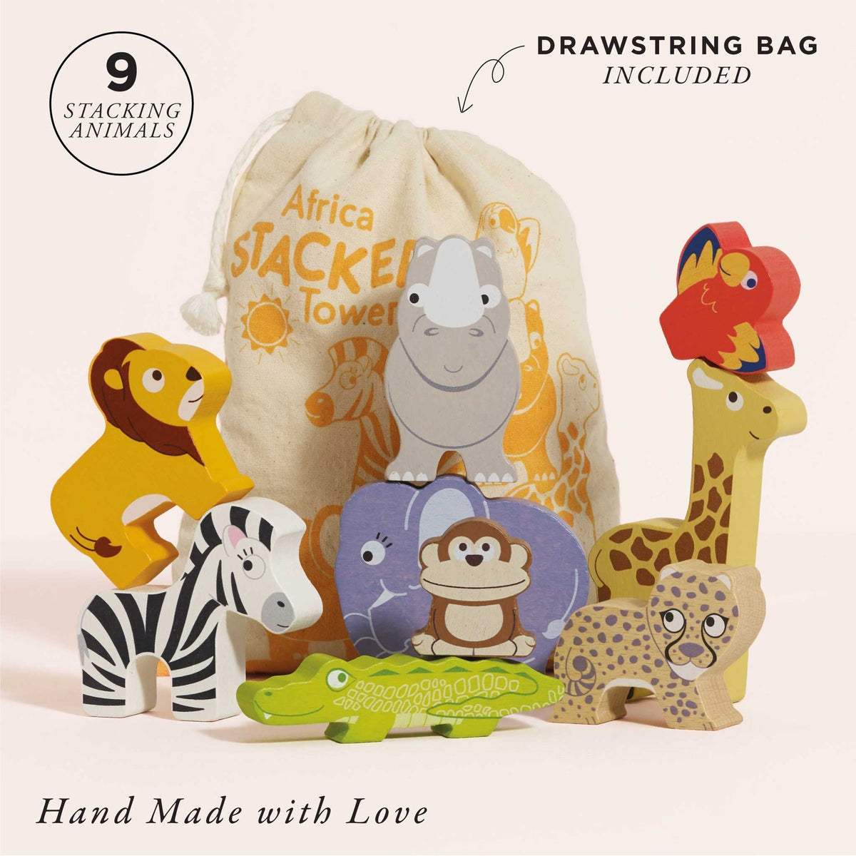 Le Toy Van Africa Stacking Animals & Bag - Princess and the Pea Boutique