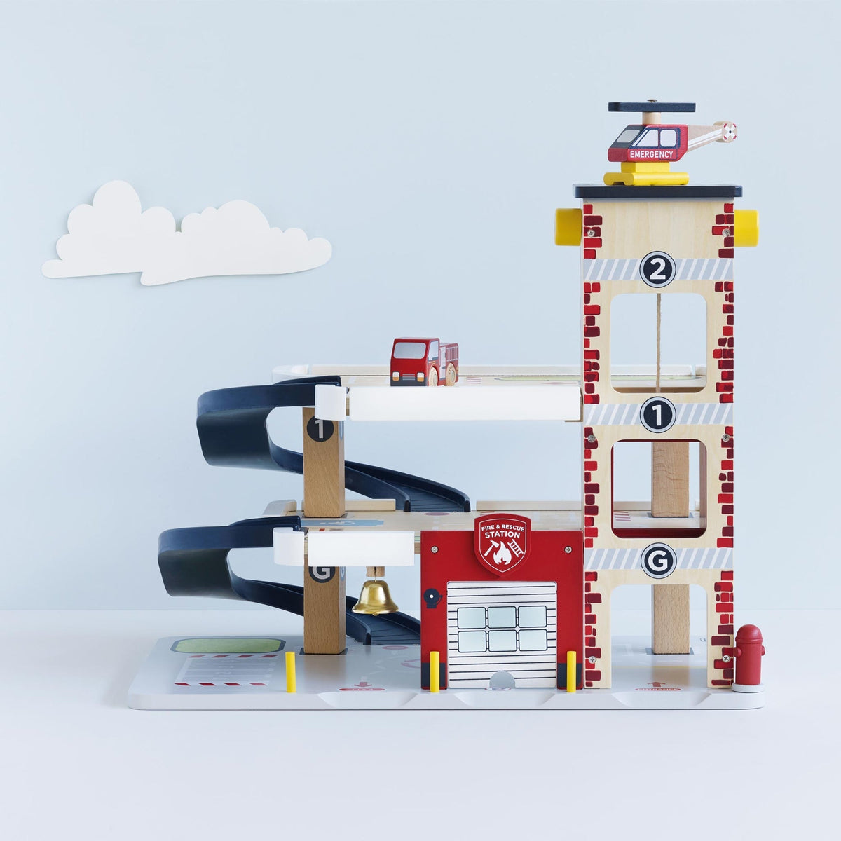 Le Toy Van Fire & Rescue Wooden Garage - Princess and the Pea Boutique