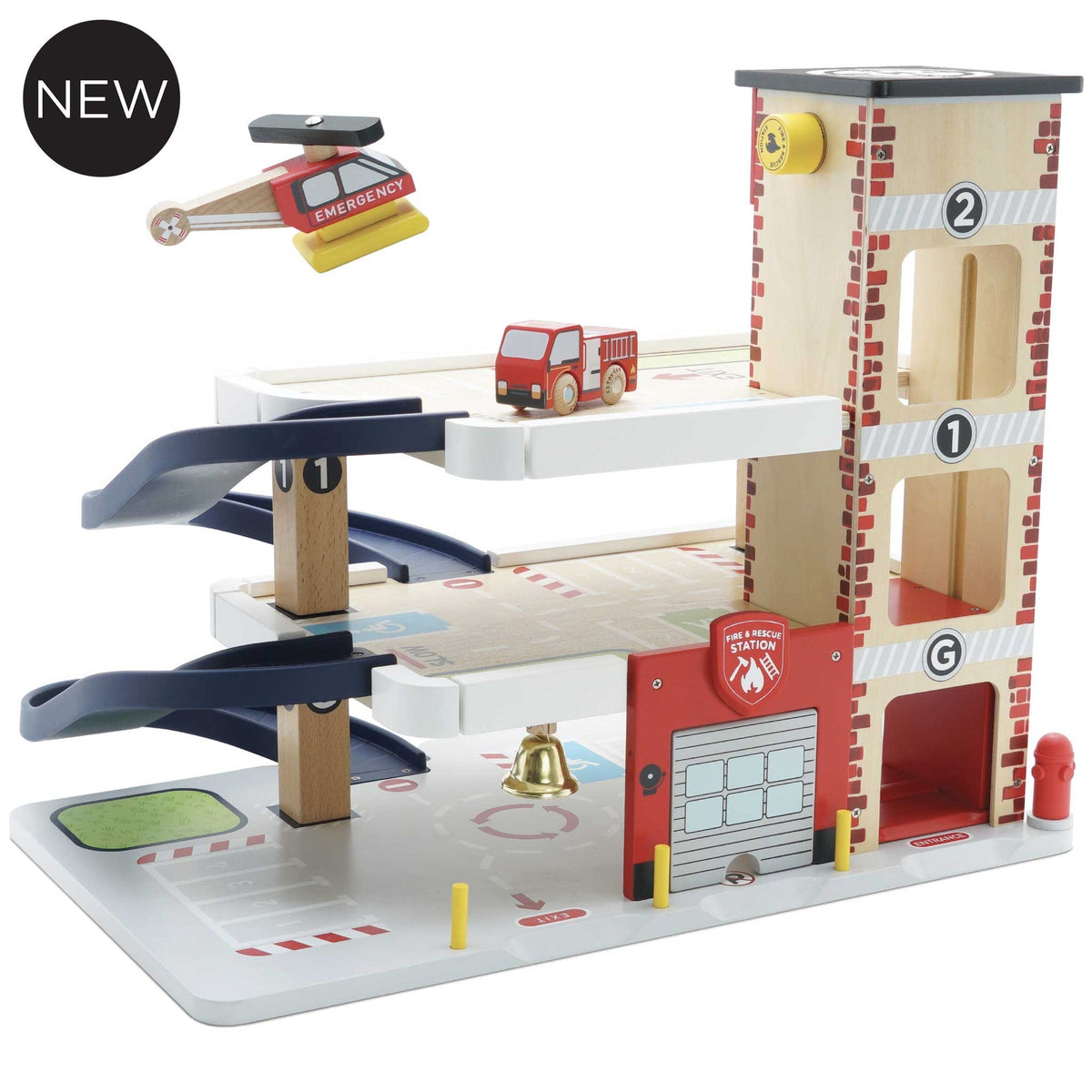 Le Toy Van Fire & Rescue Wooden Garage - Princess and the Pea Boutique