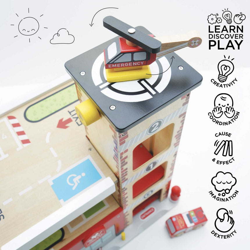 Le Toy Van Fire & Rescue Wooden Garage - Princess and the Pea Boutique