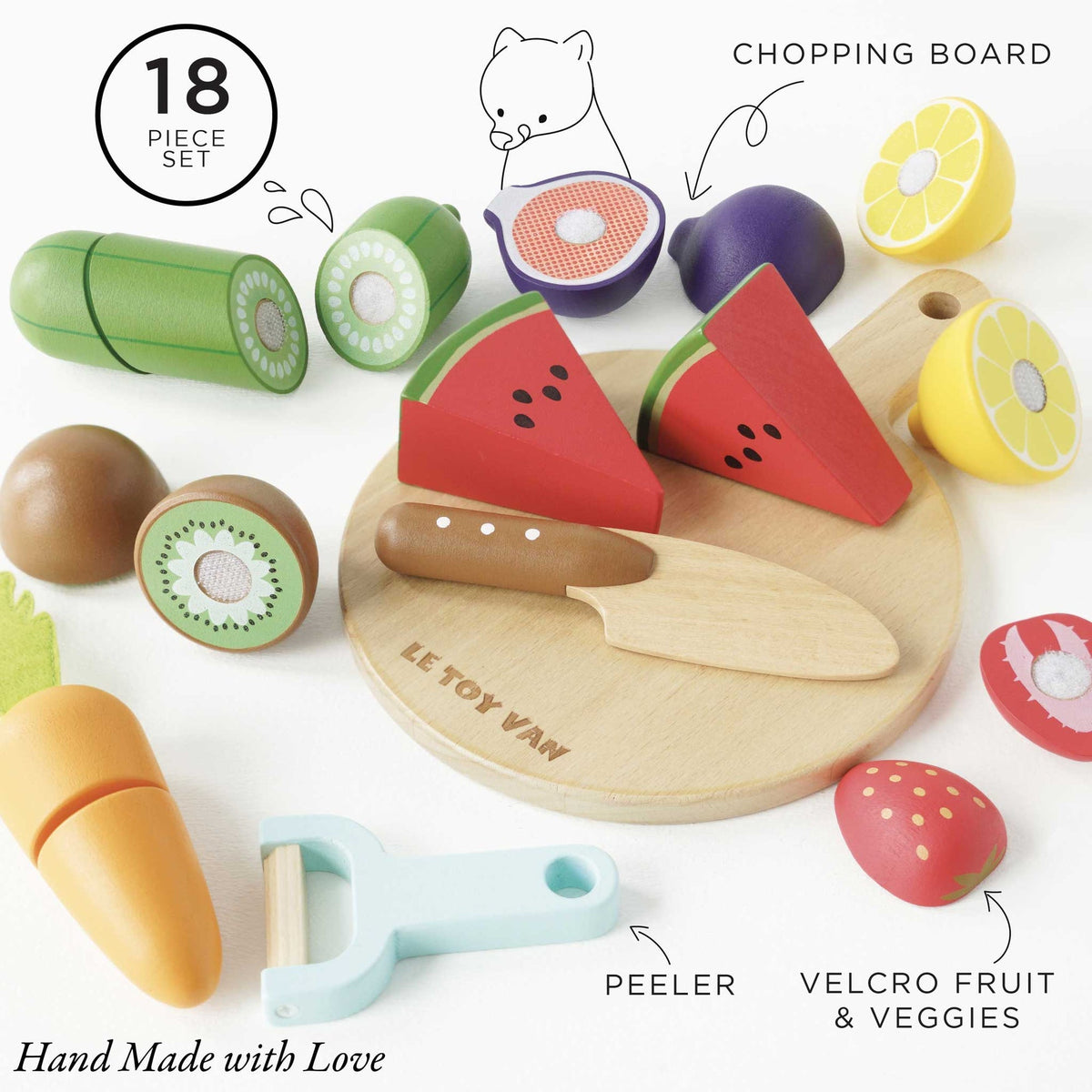 Le Toy Van Wooden Chopping Board & Sliceable Play Food - Princess and the Pea Boutique
