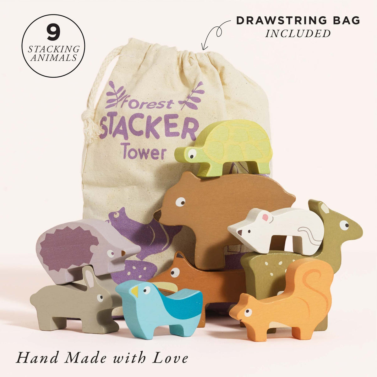 Le Toy Van Woodland Stacking Tower Forest Animals & Bag - Princess and the Pea Boutique