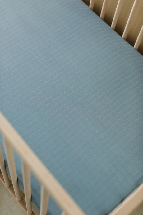 Lil North Co. Muslin Crib Sheet - Dusty Blue - Princess and the Pea Boutique