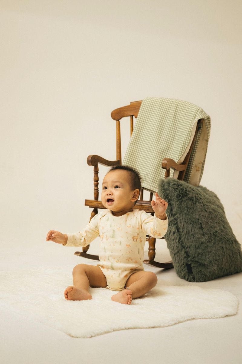 Long - sleeve Ribbed Bodysuit - Christmas Print - Princess and the Pea Boutique