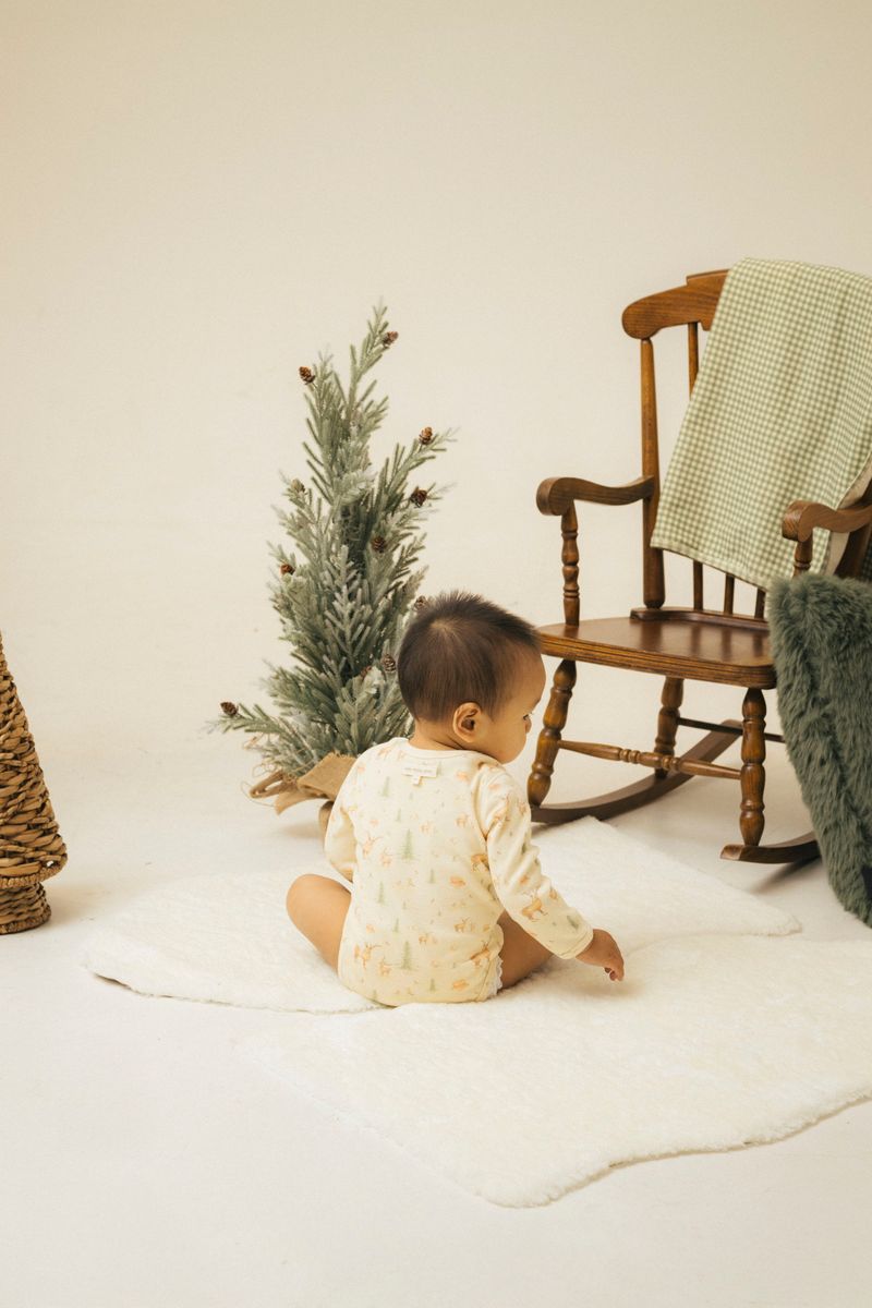 Long - sleeve Ribbed Bodysuit - Christmas Print - Princess and the Pea Boutique