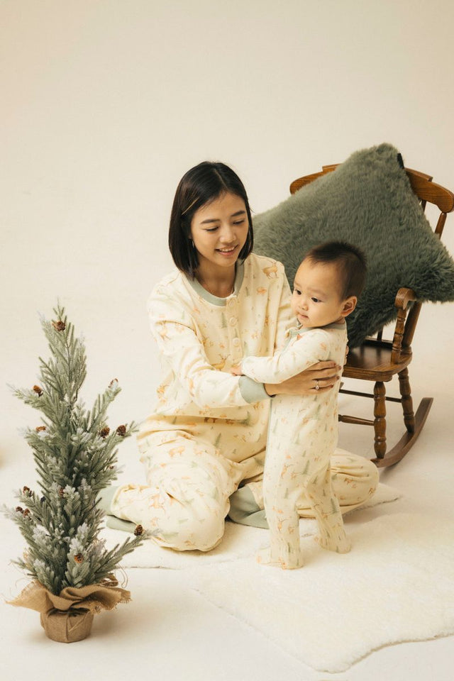 Long - sleeve Ribbed Footie Romper - Christmas Print - Princess and the Pea Boutique