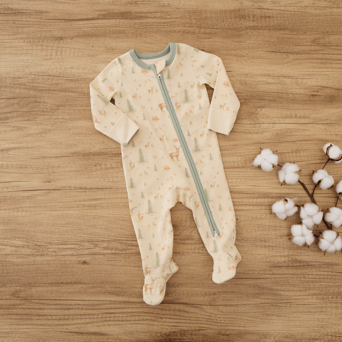 Long - sleeve Ribbed Footie Romper - Christmas Print - Princess and the Pea Boutique