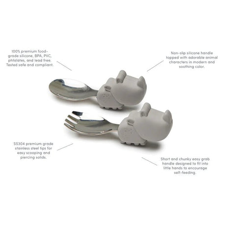 Loulou Lollipop Born to be Wild Learning Utensils Set - Elephant - Princess and the Pea Boutique