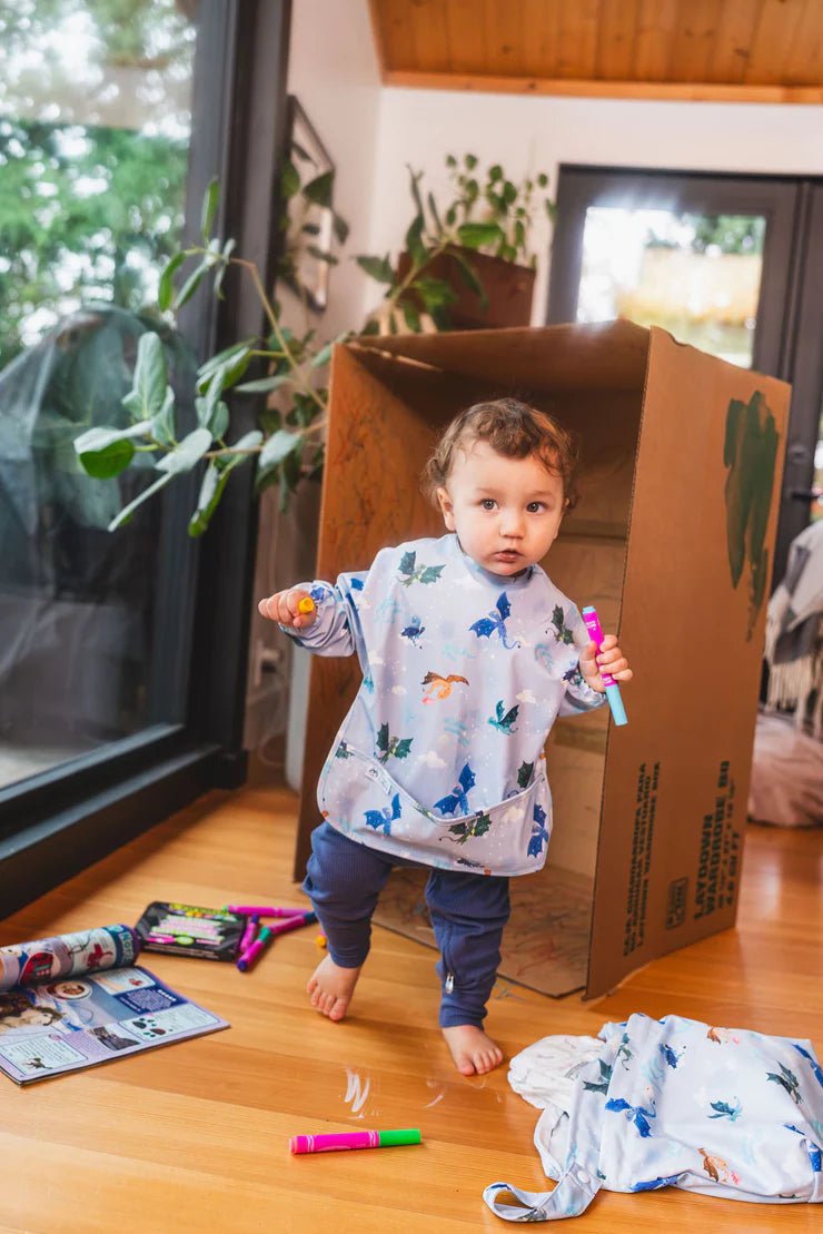 Loulou Lollipop Long Sleeve Bib - Magical Dragons - Princess and the Pea Boutique