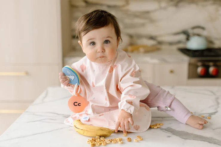 Loulou Lollipop Long Sleeve Bib - Seashells - Princess and the Pea Boutique
