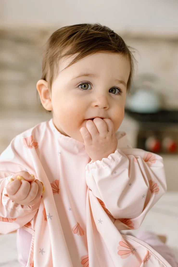 Loulou Lollipop Long Sleeve Bib - Seashells - Princess and the Pea Boutique