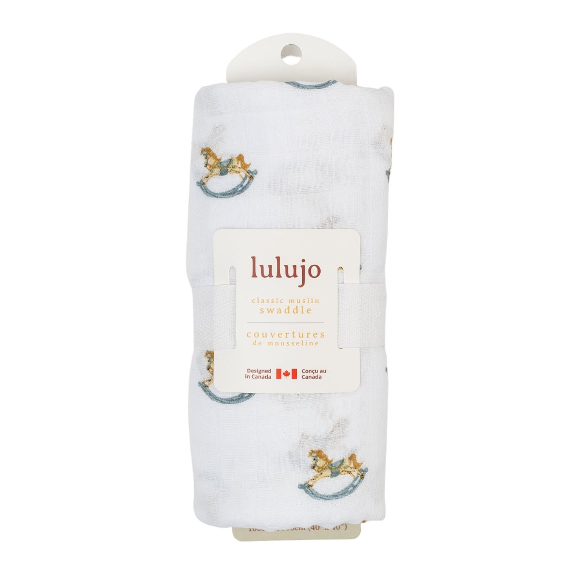 Lulujo Cotton Muslin Swaddle Blanket - Rocking Horse - Princess and the Pea Boutique