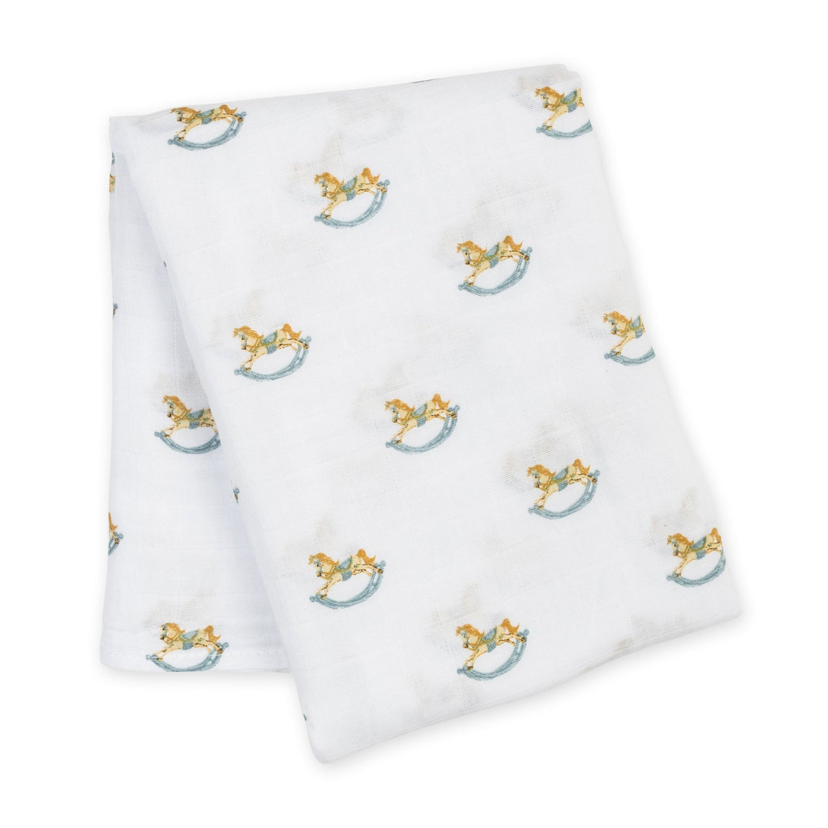 Lulujo Cotton Muslin Swaddle Blanket - Rocking Horse - Princess and the Pea Boutique