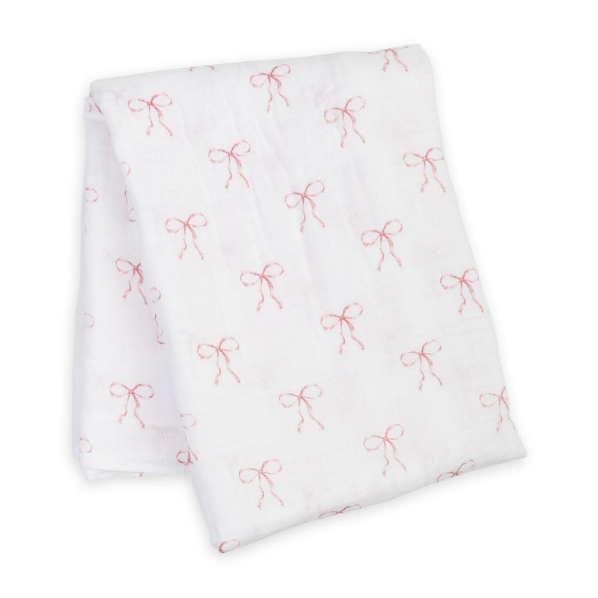 Lulujo Cotton Muslin Swaddle - Bows - Princess and the Pea Boutique
