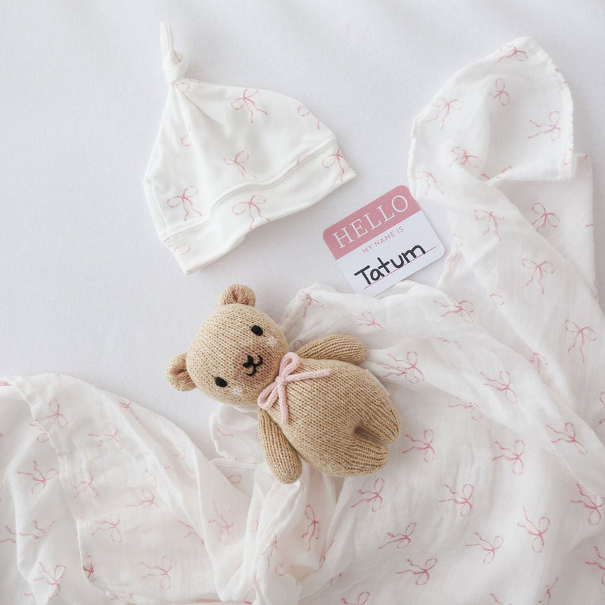 Lulujo Cotton Muslin Swaddle - Bows - Princess and the Pea Boutique