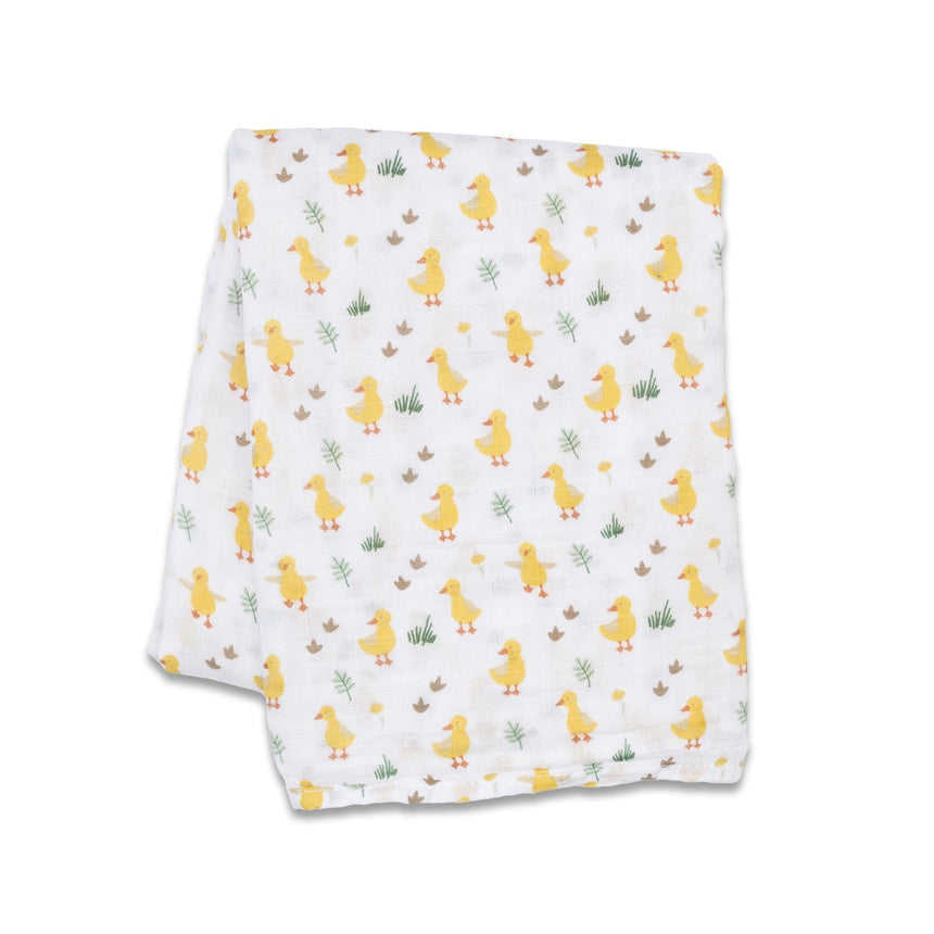 Lulujo Cotton Muslin Swaddle - Duck - Princess and the Pea Boutique