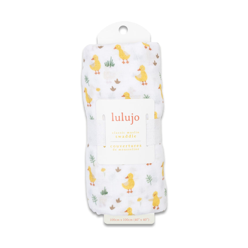 Lulujo Cotton Muslin Swaddle - Duck - Princess and the Pea Boutique