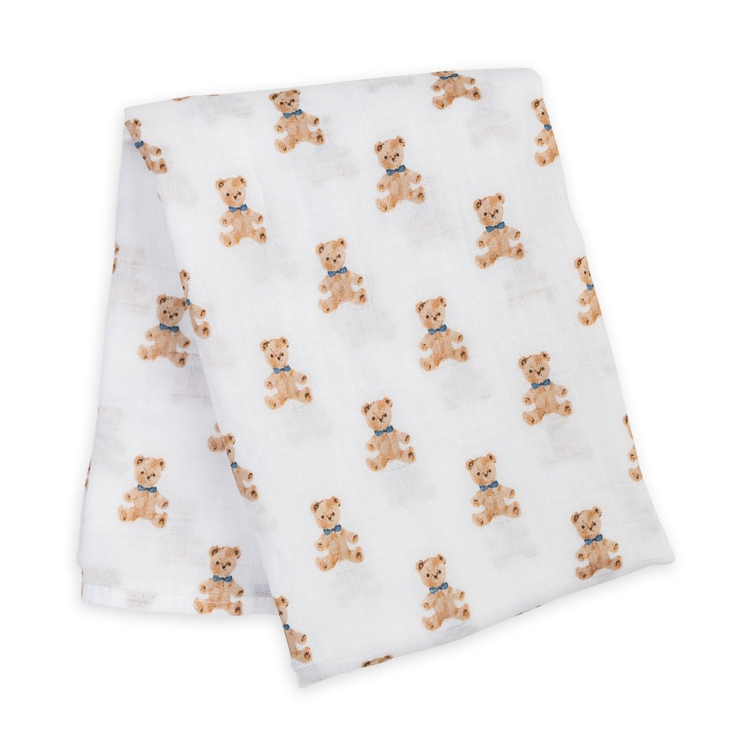 Lulujo Cotton Muslin Swaddle - Vintage Bear - Princess and the Pea Boutique