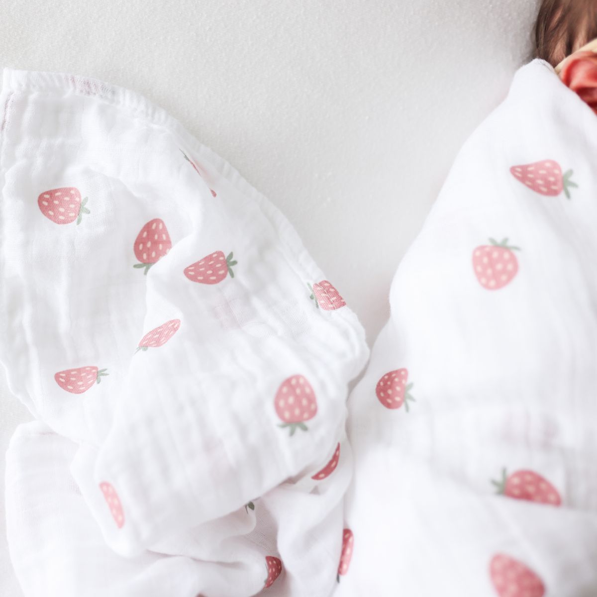 Lulujo Cotton Muslin Swaddles - Strawberry + Ballet Slipper 2 Pack - Princess and the Pea Boutique