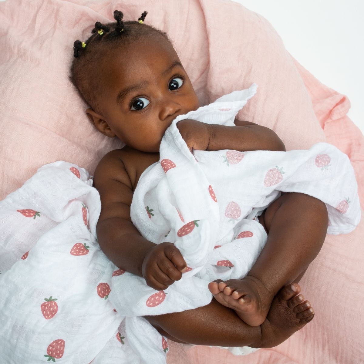 Lulujo Cotton Muslin Swaddles - Strawberry + Ballet Slipper 2 Pack - Princess and the Pea Boutique