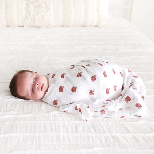 Lulujo Muslin Swaddle - Mushroom - Princess and the Pea Boutique