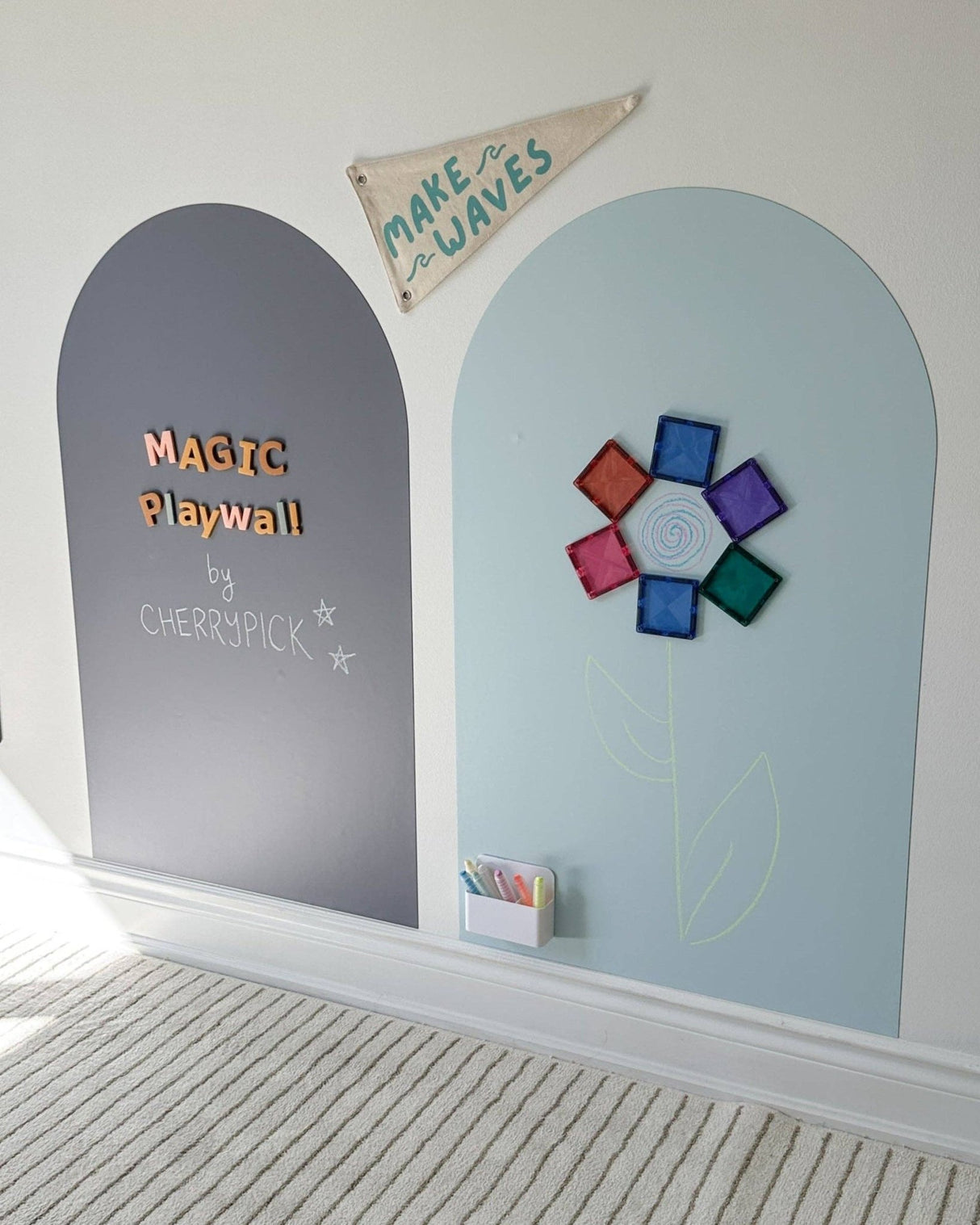 Magic Playwall - Arch Magnetic Wall Decal for Kids: Stone Grey - Princess and the Pea Boutique