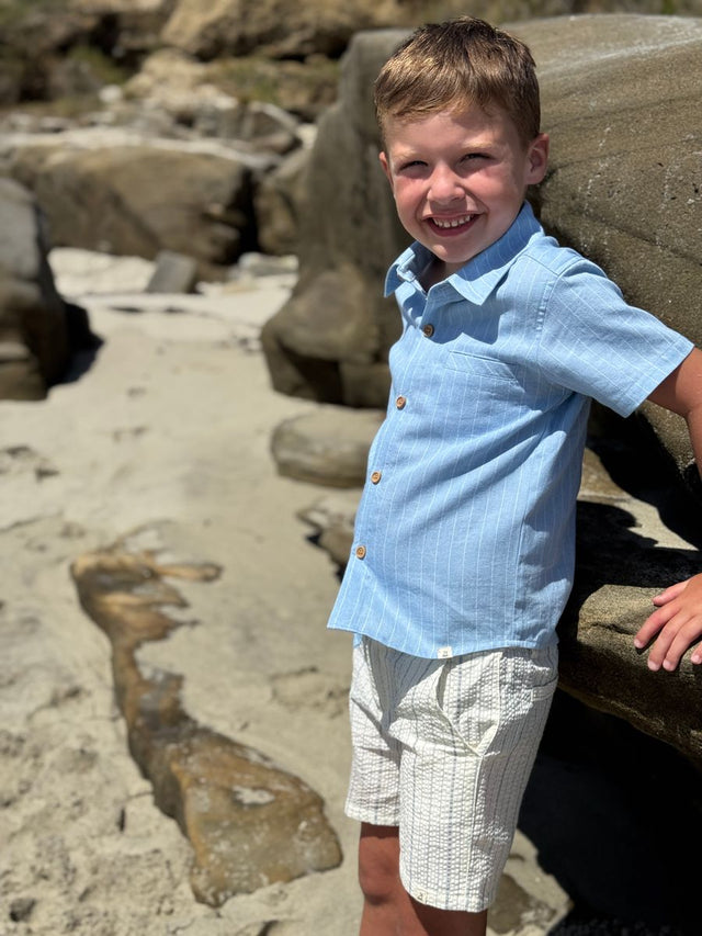 Me & Henry NEWPORT Woven shirt - Chambray stripe - Princess and the Pea Boutique