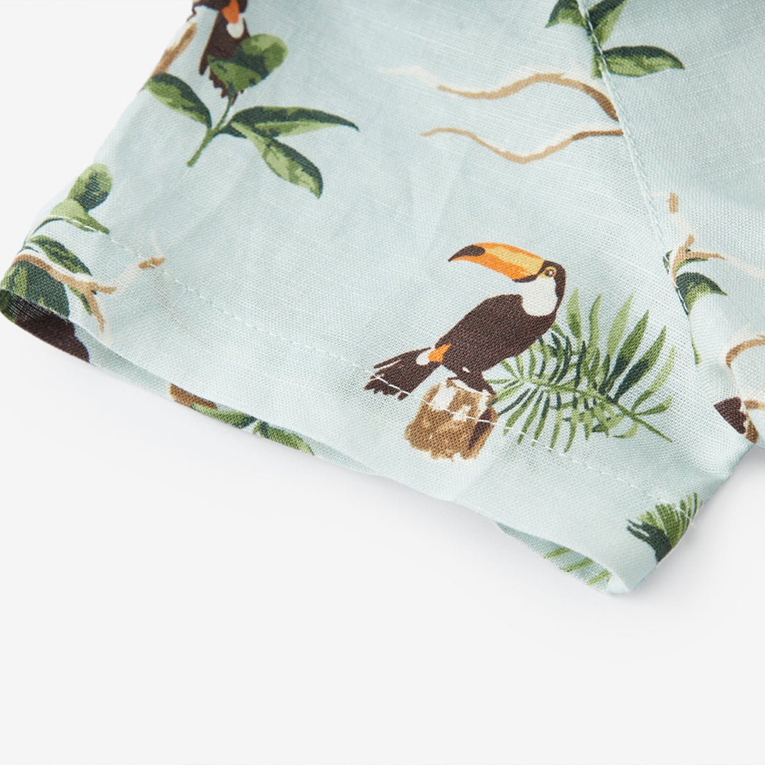 Milkbarn Blue Sky Toucan Linen Button - Up Shirt and Shorts Set - Princess and the Pea Boutique