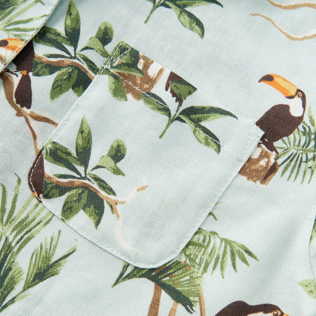 Milkbarn Blue Sky Toucan Linen Button - Up Shirt and Shorts Set - Princess and the Pea Boutique
