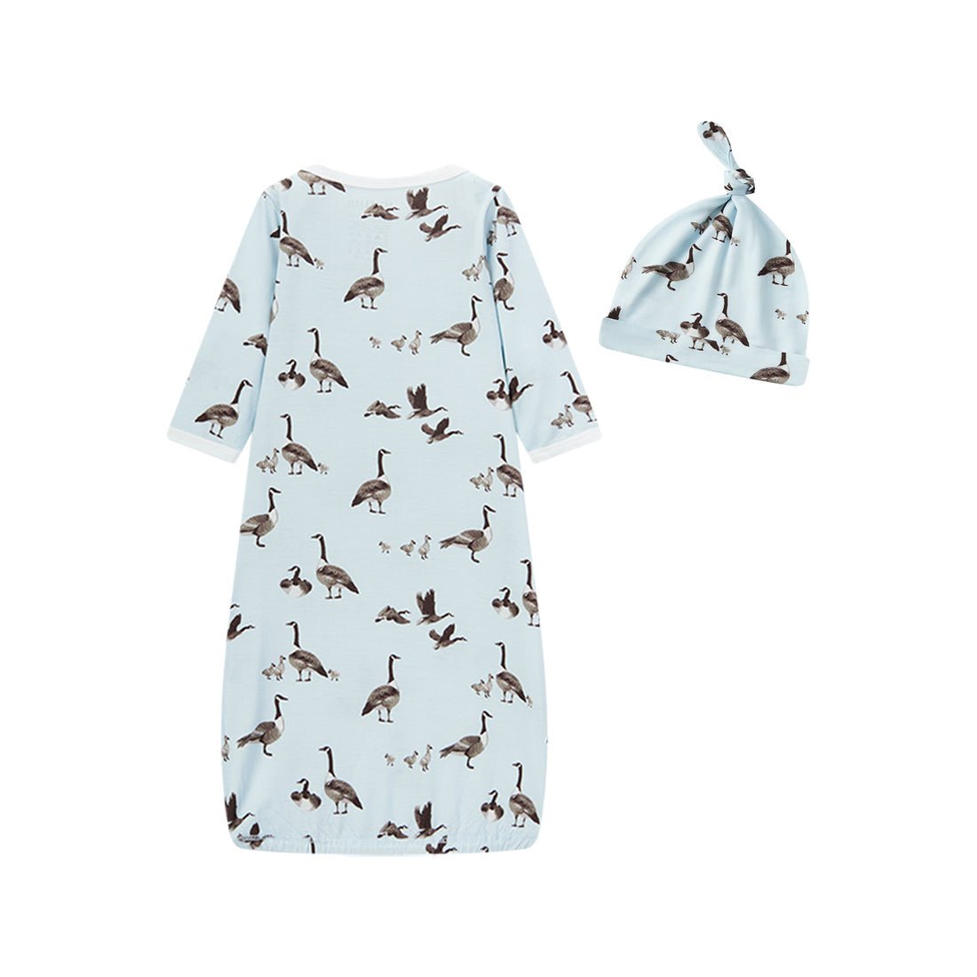 Milkbarn Luxe Stretch NB Gown & Hat Set Goose 0 - 3M - Princess and the Pea Boutique