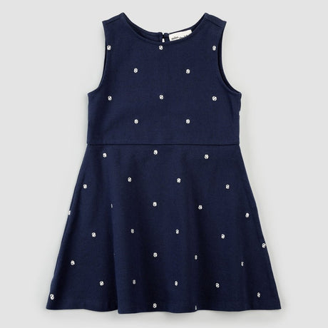 MTL - Embroidered Dress Blues Pique Dress - Princess and the Pea Boutique