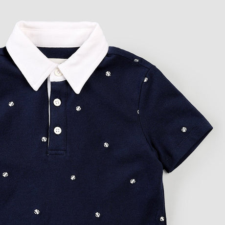 MTL - Embroidered Dress Blues Pique Polo - Princess and the Pea Boutique