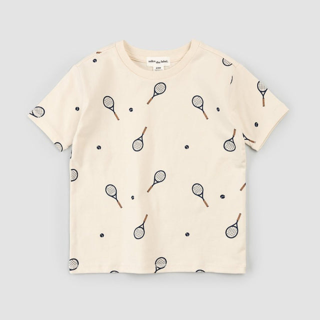 MTL - Racquet Print on Birch T-Shirt - Princess and the Pea Boutique
