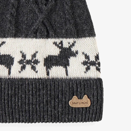 Newborn Gray knit beanie with jacquard patterns (Copy) - Princess and the Pea Boutique