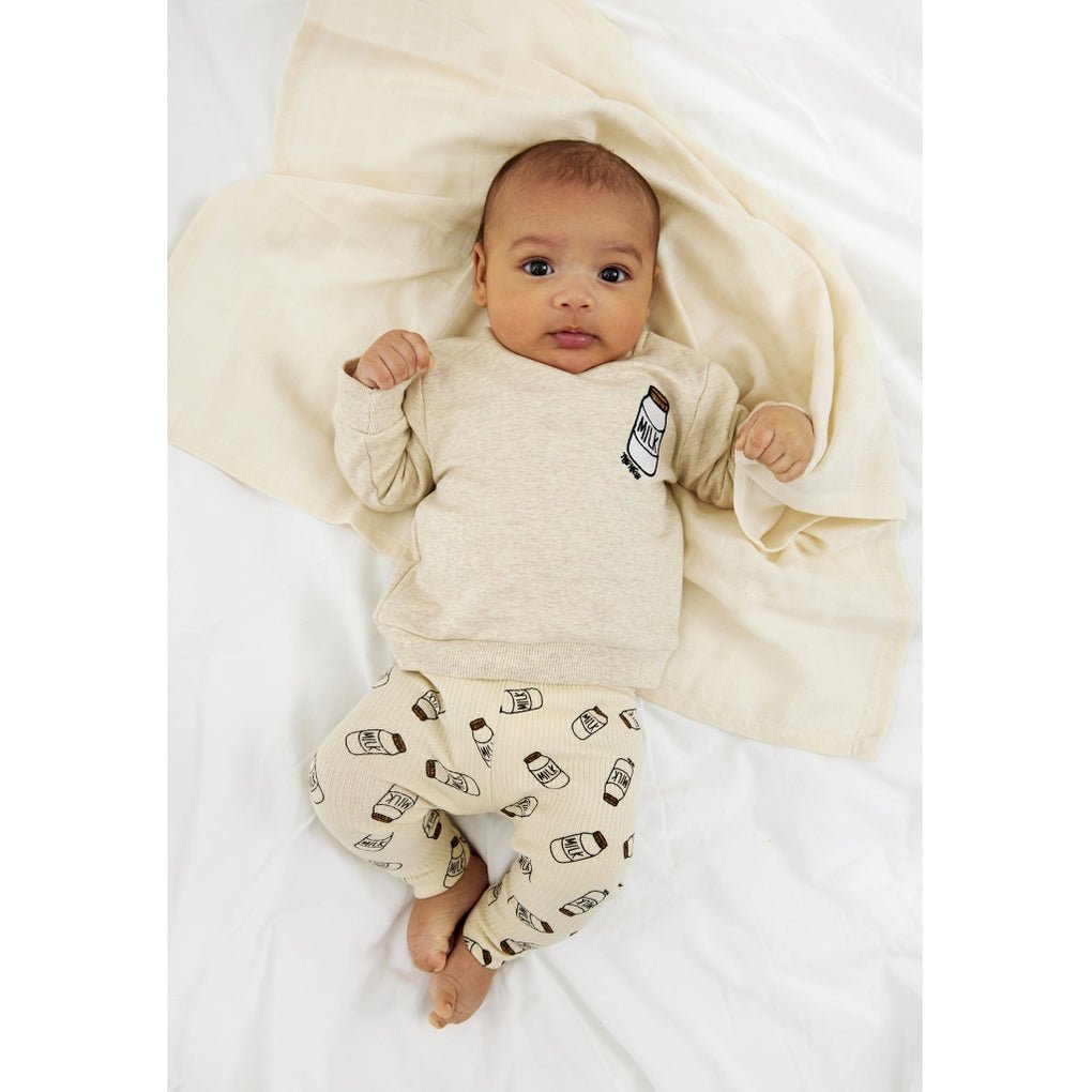 Nigel Rib Leggings - White Swan AOP - Princess and the Pea Boutique