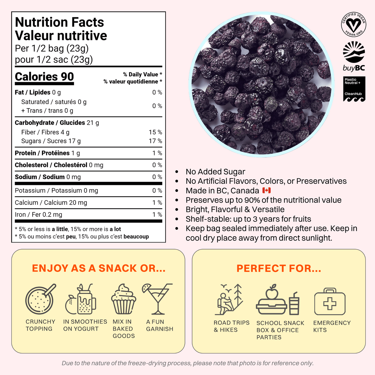 OHME! Freeze-Dried Blueberries (Whole) 46g - Princess and the Pea Boutique