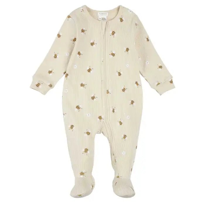 Petit Lem Ribbed Footed Sleeper - Bees - Princess and the Pea Boutique