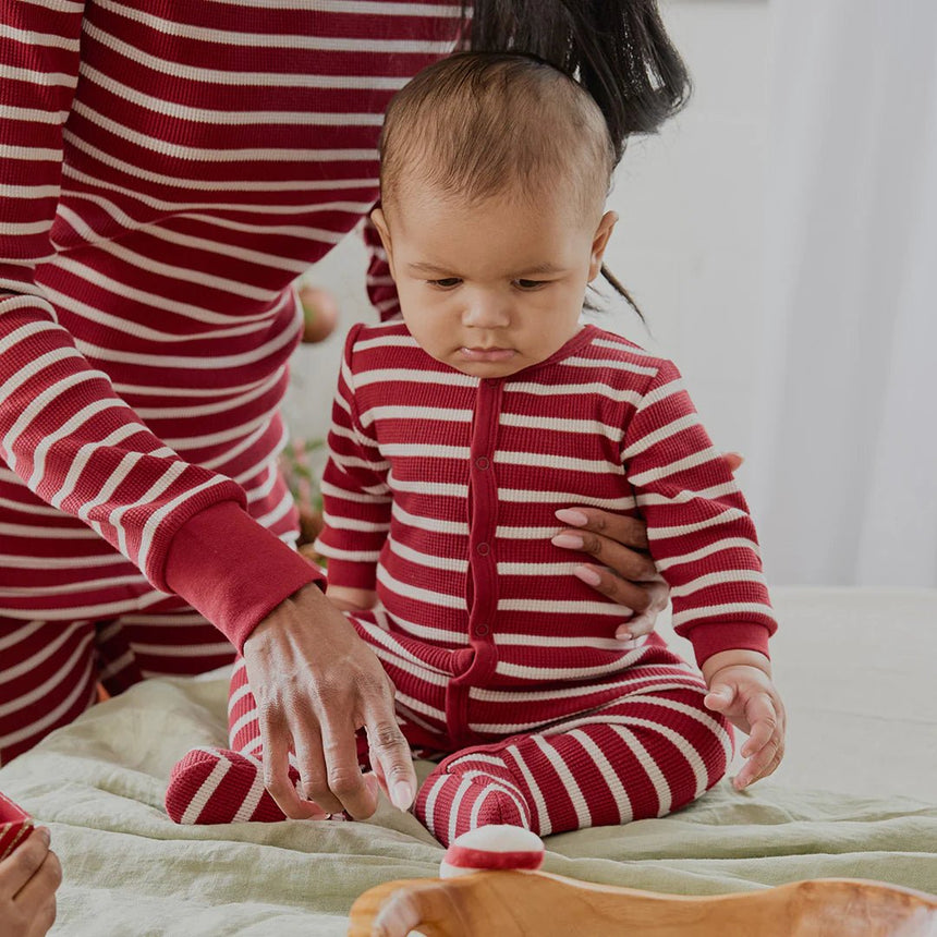 Petit Lem Scarlet Red Striped Thermal Sleeper - Princess and the Pea Boutique