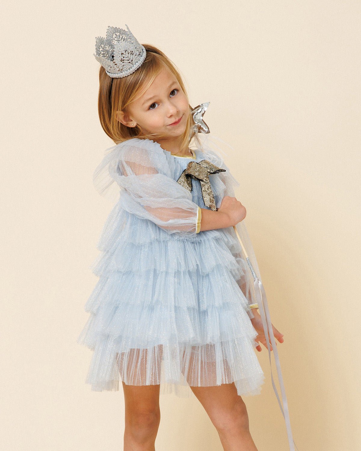 Petite Hailey Anny 6 Layered Tutu Dress Sky Blue - Princess and the Pea Boutique