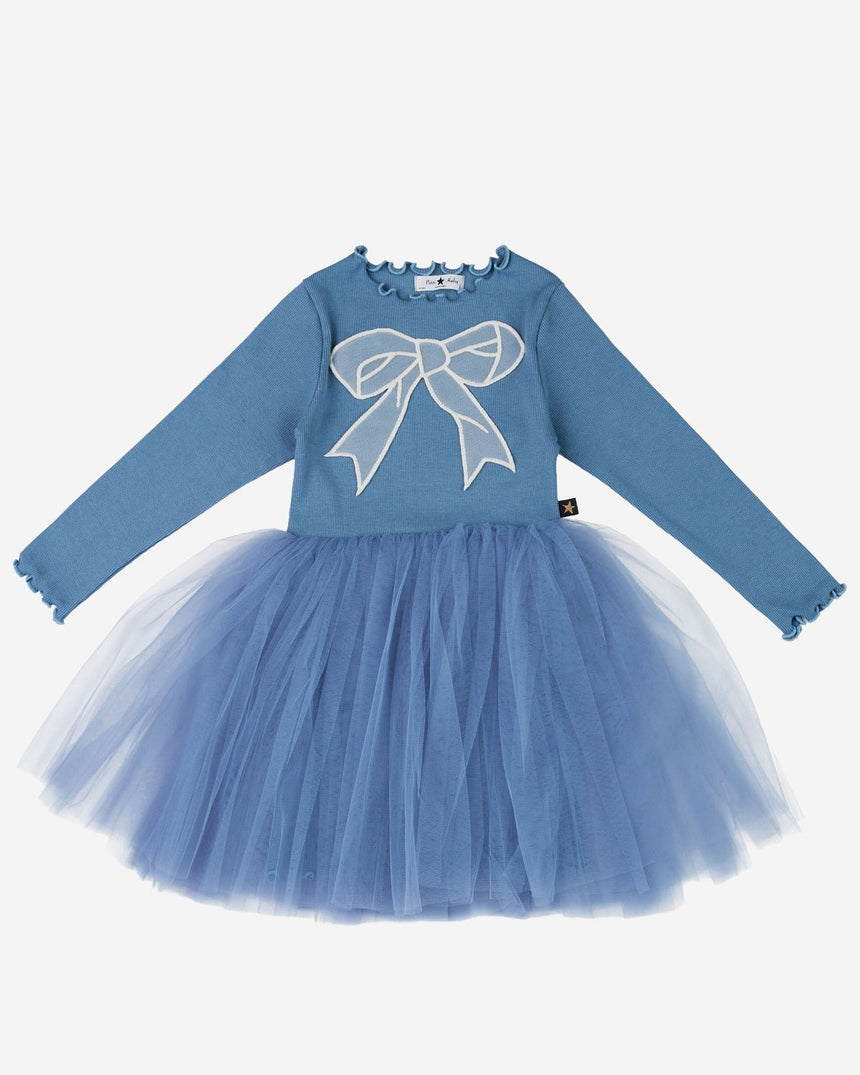 Petite Hailey Emi Bow Tutu - Dusty Blue - Princess and the Pea Boutique