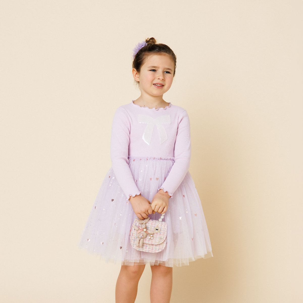 Petite Hailey Emma Bow Tutu Dress Purple - Princess and the Pea Boutique