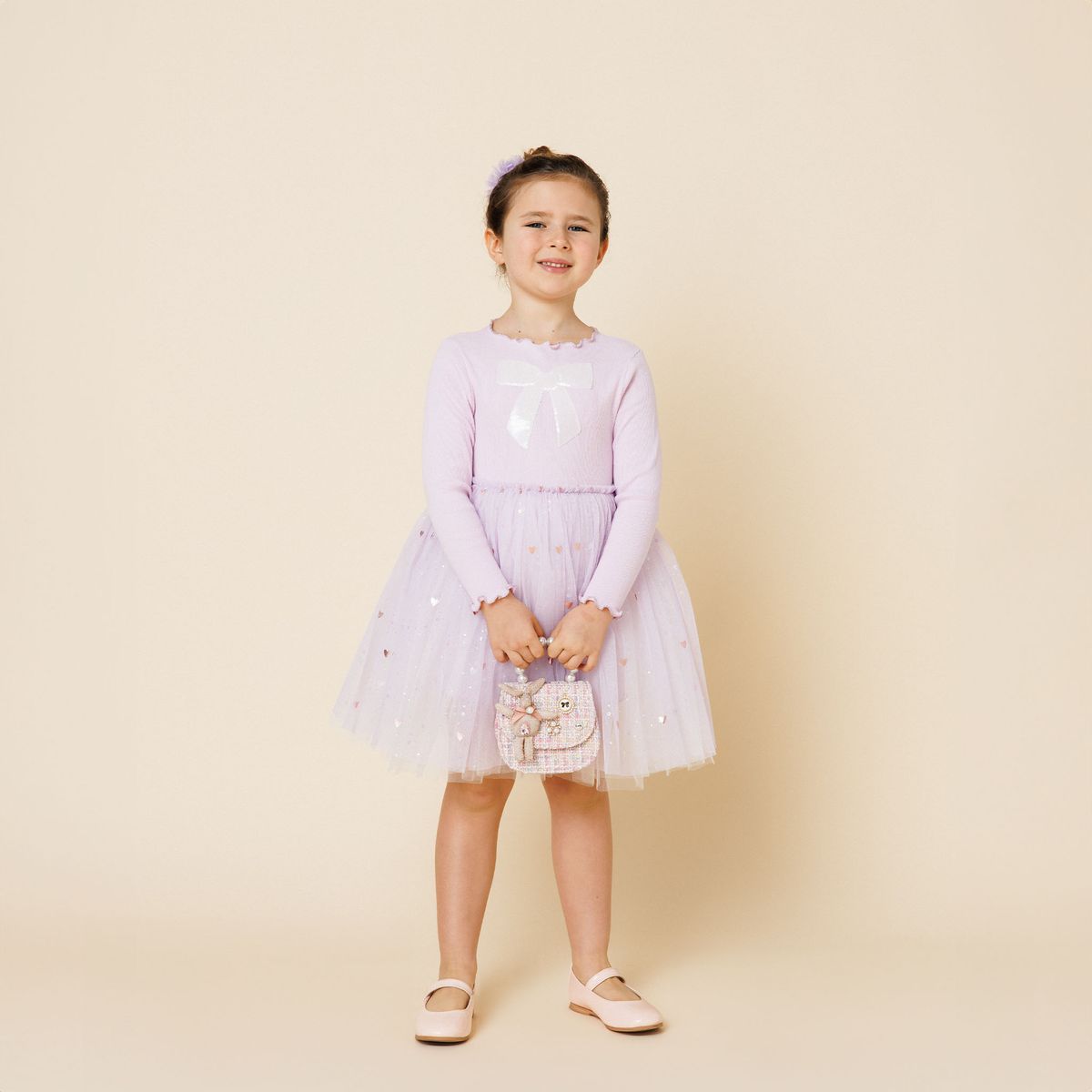 Petite Hailey Emma Bow Tutu Dress Purple - Princess and the Pea Boutique