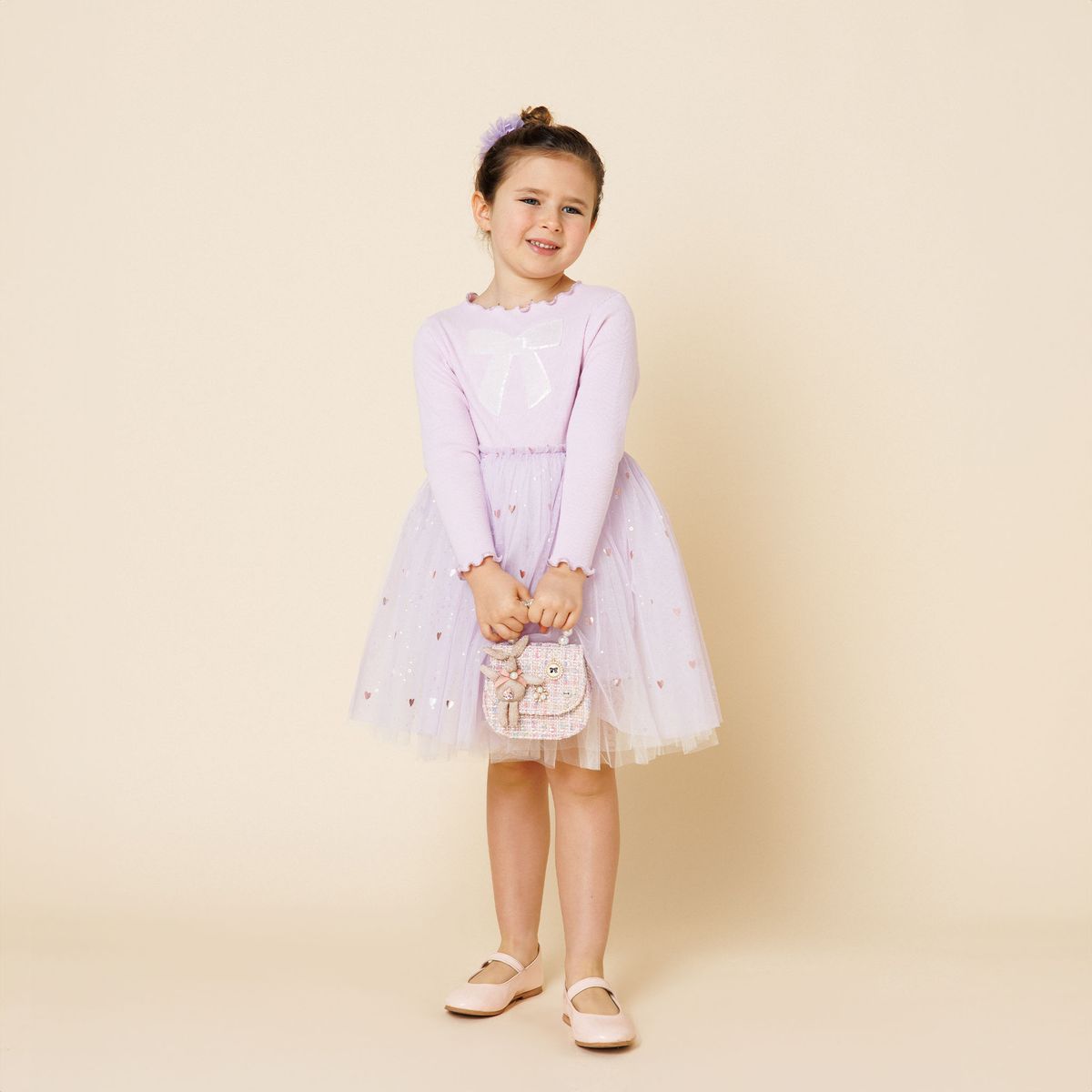 Petite Hailey Emma Bow Tutu Dress Purple - Princess and the Pea Boutique
