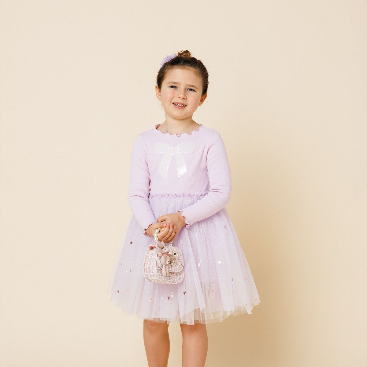 Petite Hailey Emma Bow Tutu Dress Purple - Princess and the Pea Boutique