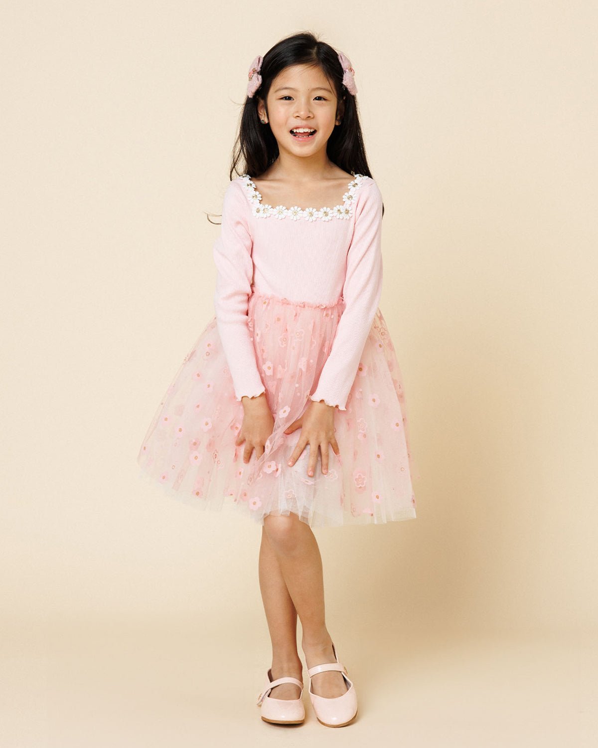 Petite Hailey Flower Lace Tutu Dress Pink - Princess and the Pea Boutique