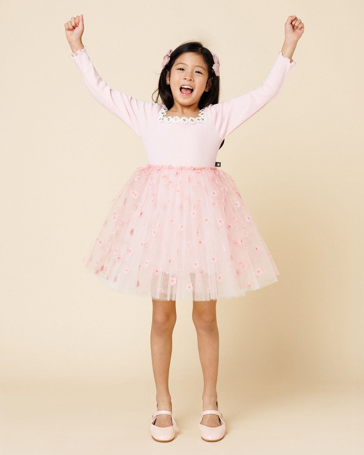 Petite Hailey Flower Lace Tutu Dress Pink - Princess and the Pea Boutique